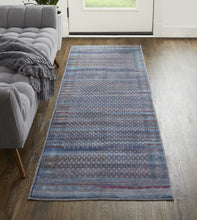 4' X 6' Tan Blue And Pink Striped Power Loom Area Rug