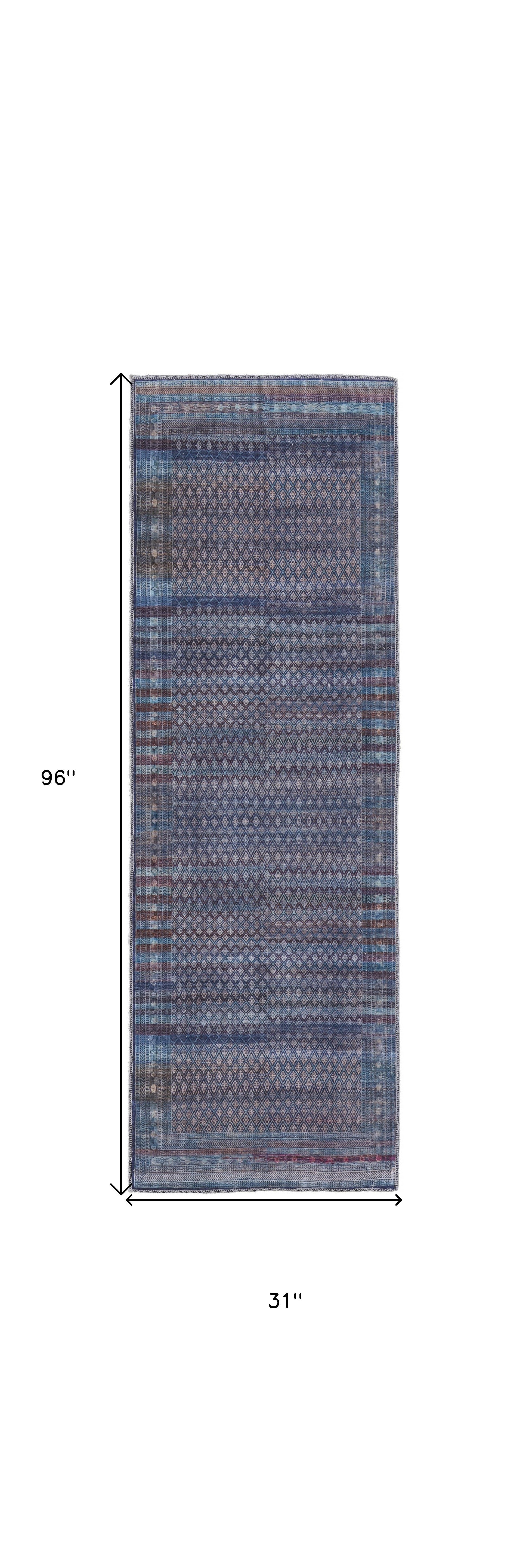 4' X 6' Tan Blue And Pink Striped Power Loom Area Rug