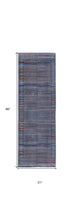 4' X 6' Tan Blue And Pink Striped Power Loom Area Rug