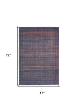 4' X 6' Blue Pink And Purple Floral Power Loom Area Rug