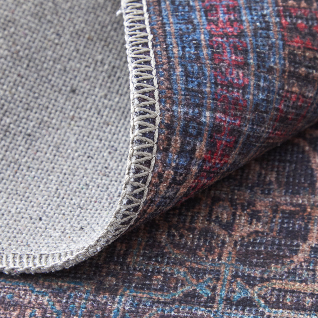 4' X 6' Blue Pink And Purple Floral Power Loom Area Rug