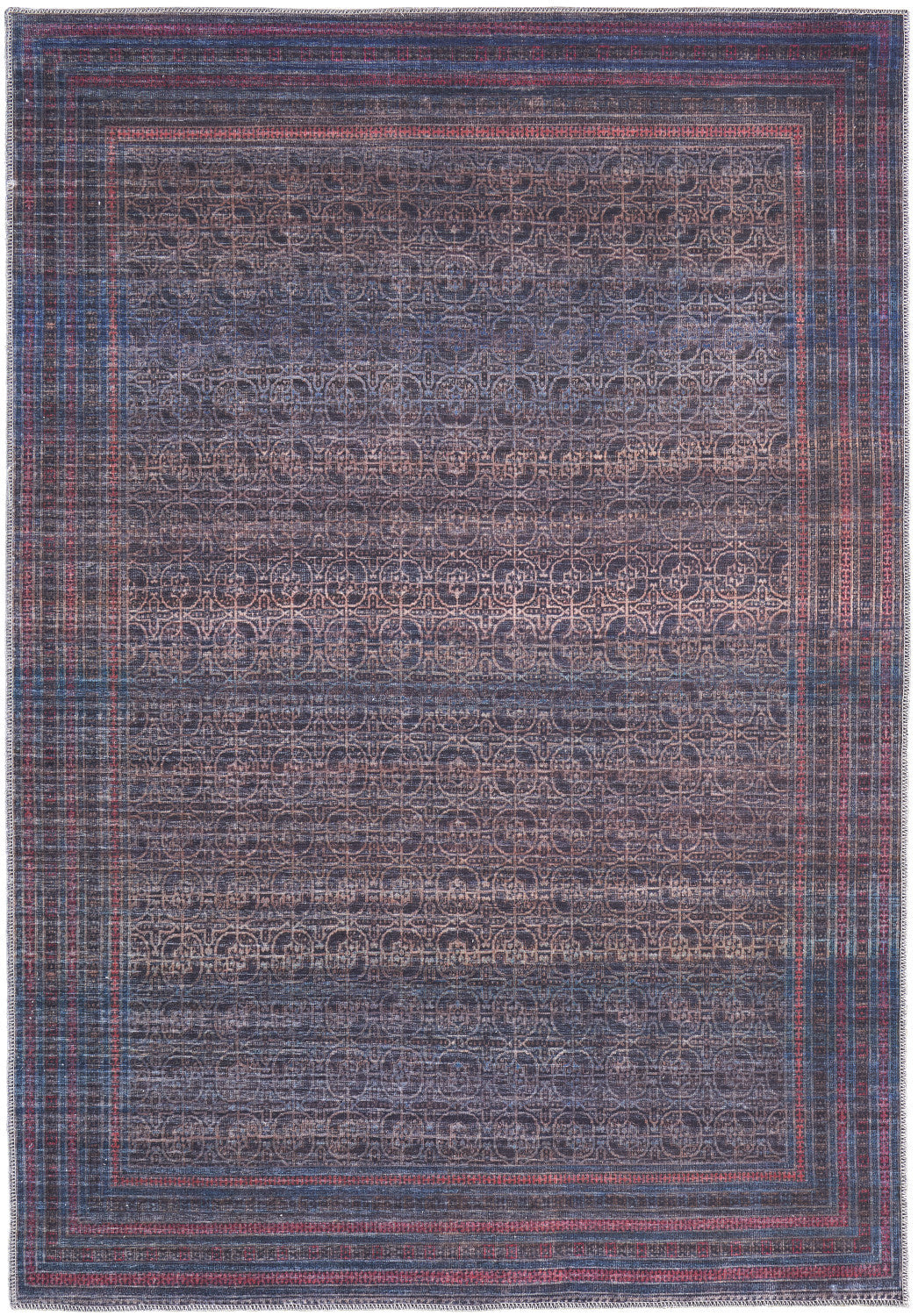 4' X 6' Blue Pink And Purple Floral Power Loom Area Rug