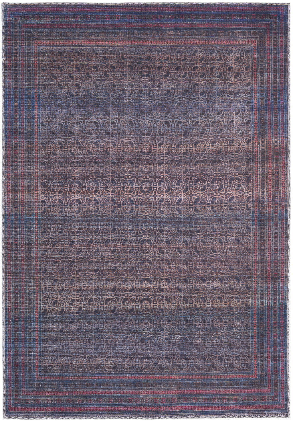 4' X 6' Blue Pink And Purple Floral Power Loom Area Rug