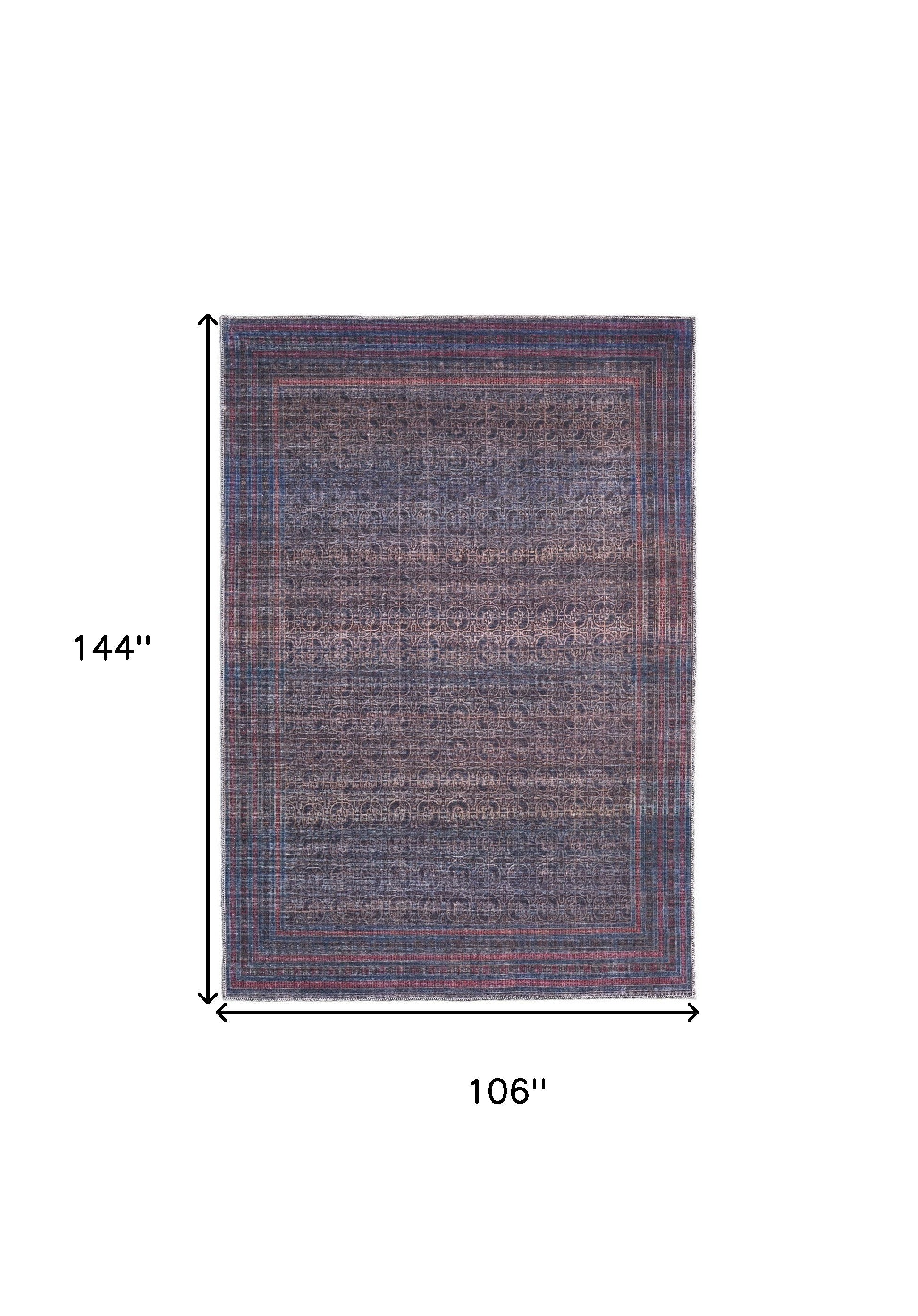 4' X 6' Blue Pink And Purple Floral Power Loom Area Rug
