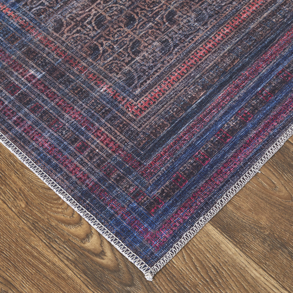 4' X 6' Blue Pink And Purple Floral Power Loom Area Rug