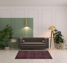 4' X 6' Red And Gray Striped Power Loom Area Rug