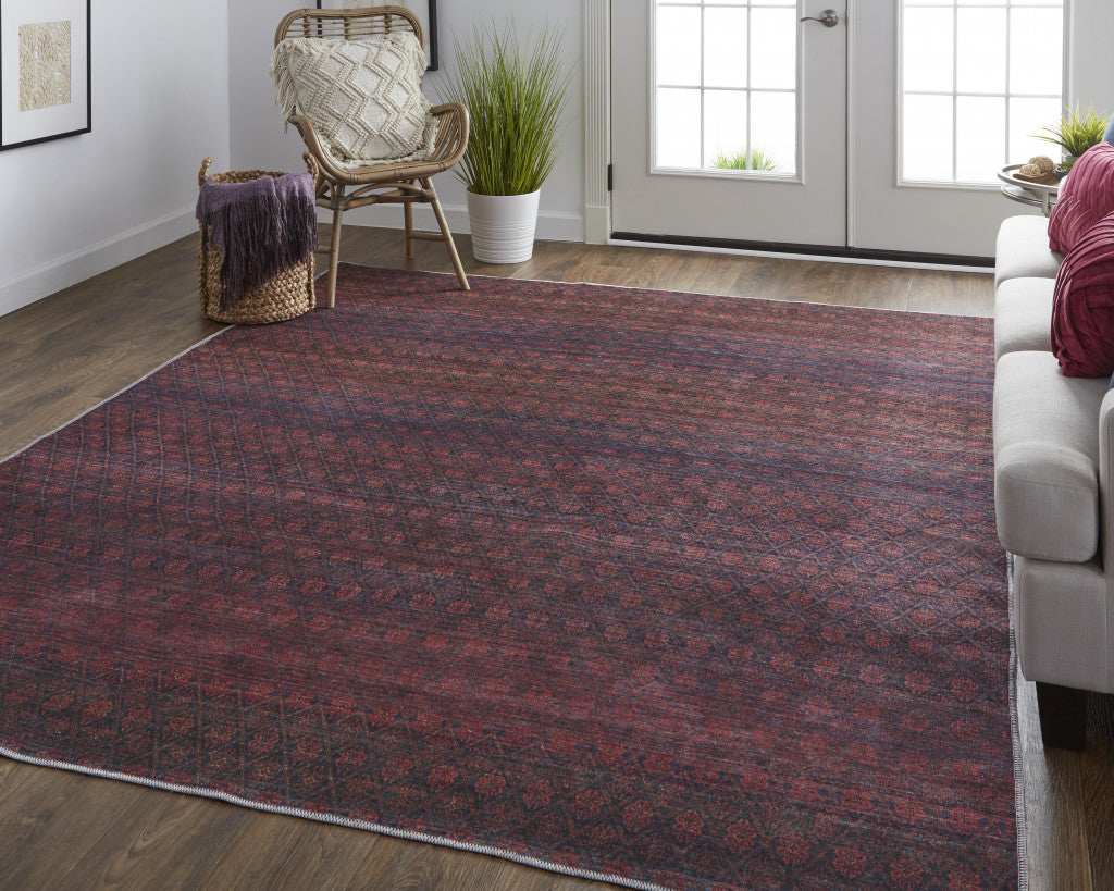 4' X 6' Red And Gray Striped Power Loom Area Rug