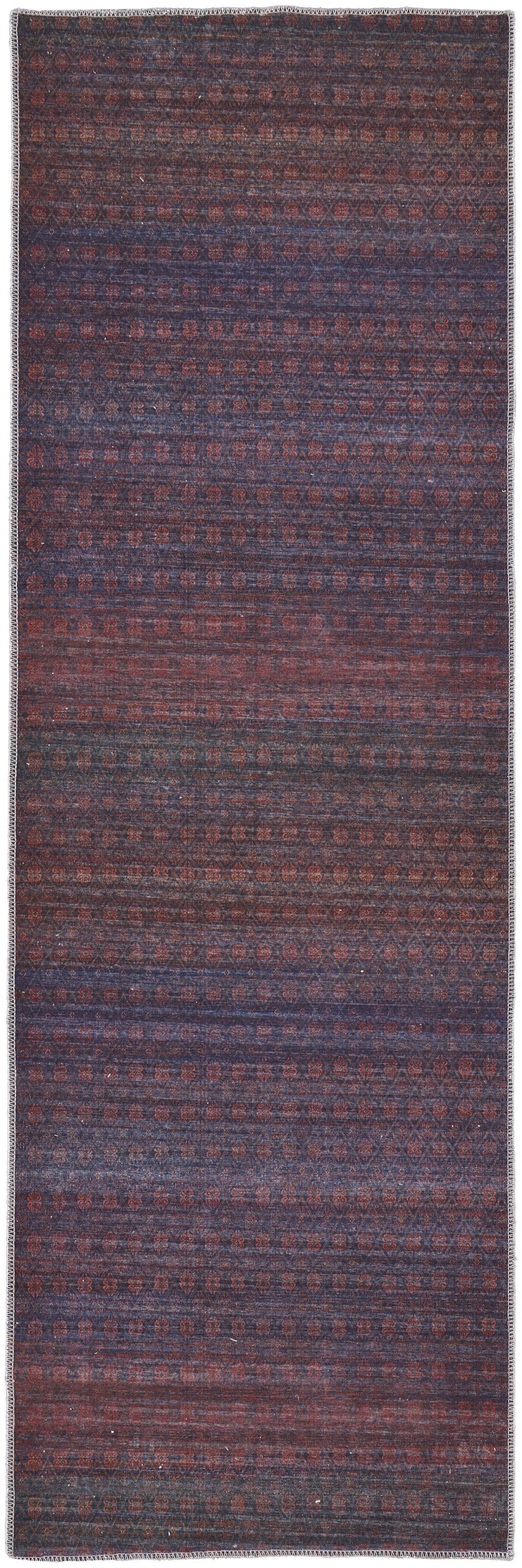 4' X 6' Red And Gray Striped Power Loom Area Rug