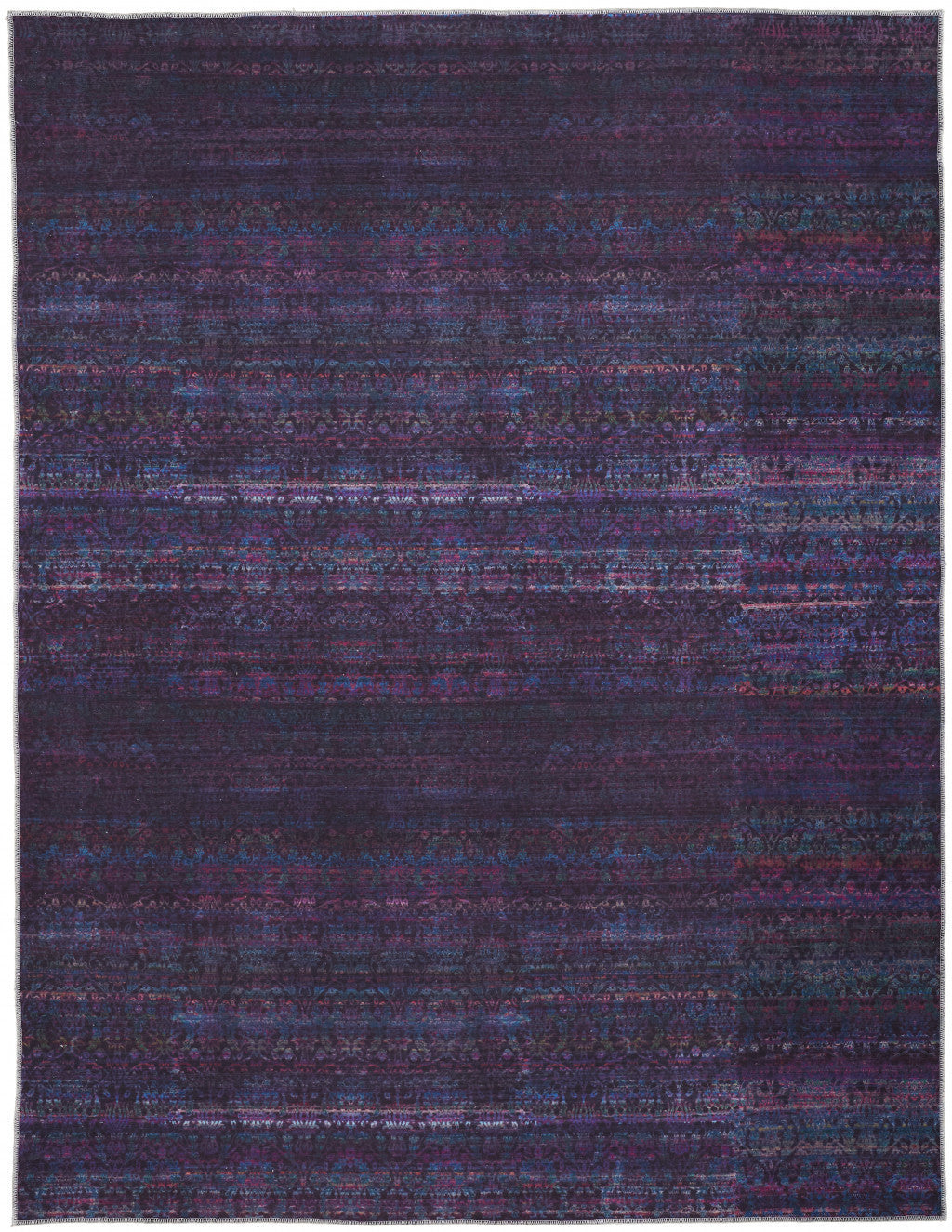 4' X 6' Blue And Purple Striped Power Loom Area Rug