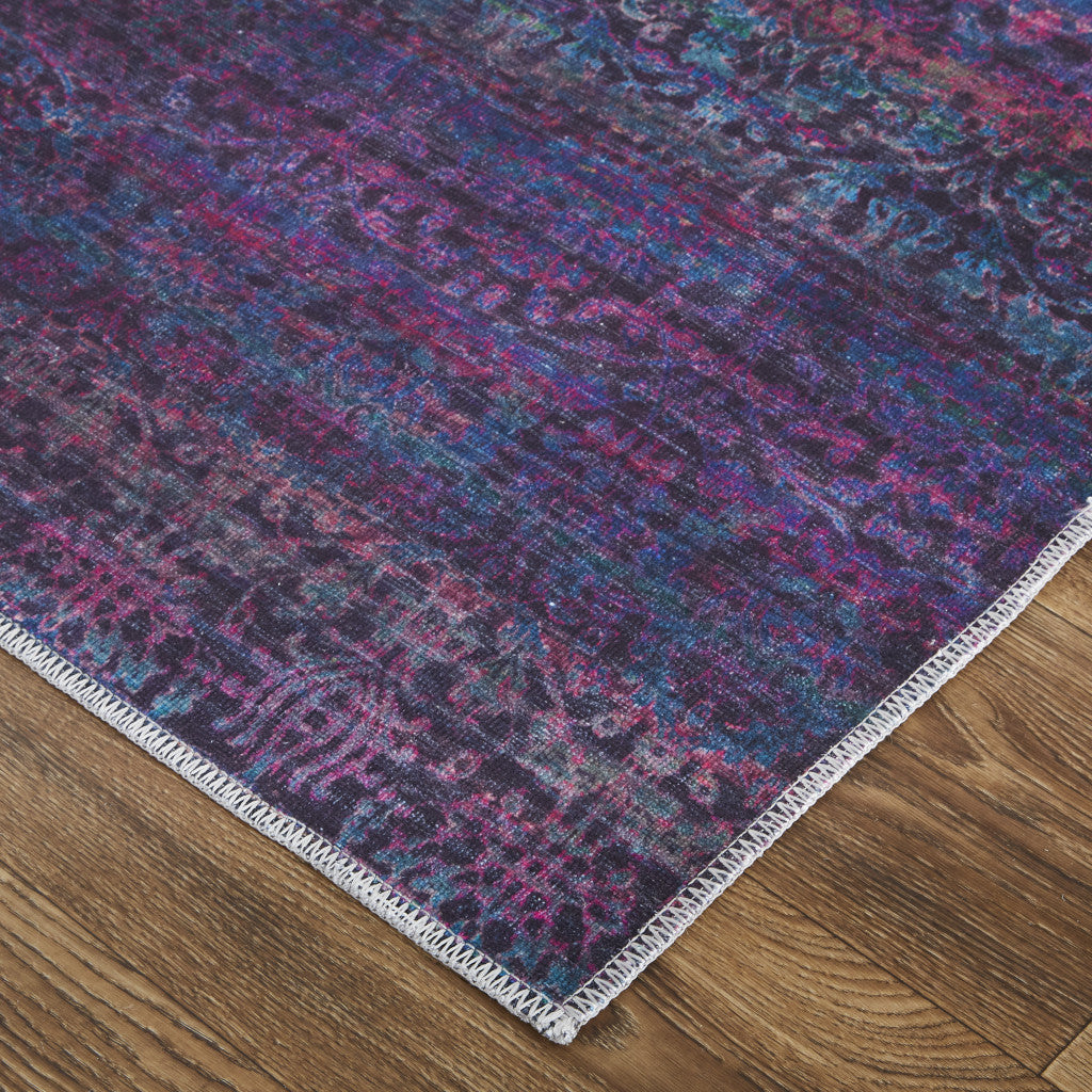 4' X 6' Blue And Purple Striped Power Loom Area Rug