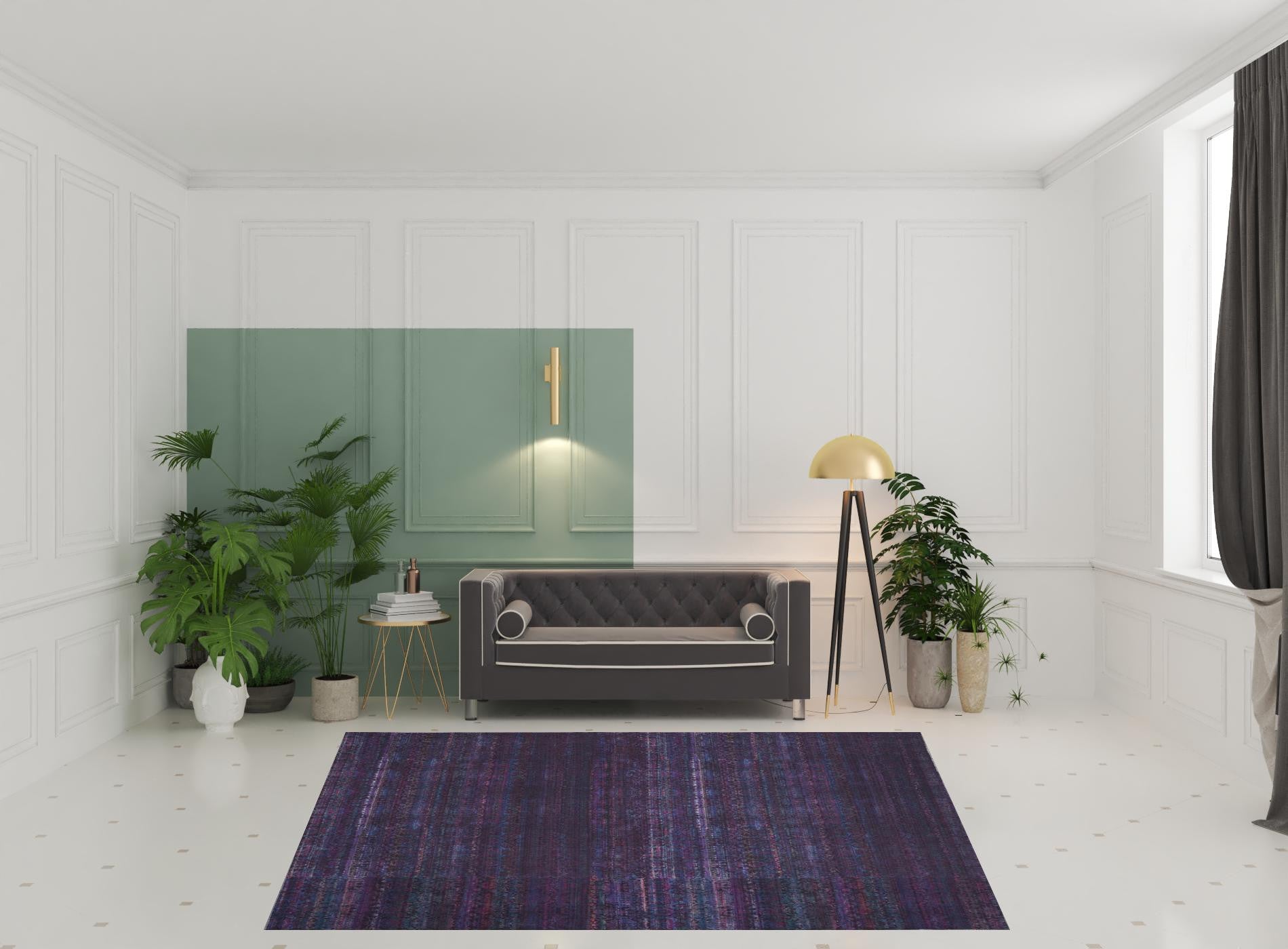 4' X 6' Blue And Purple Striped Power Loom Area Rug