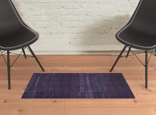 4' X 6' Blue And Purple Striped Power Loom Area Rug