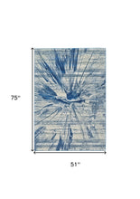 10' X 13' Blue And Ivory Stain Resistant Area Rug