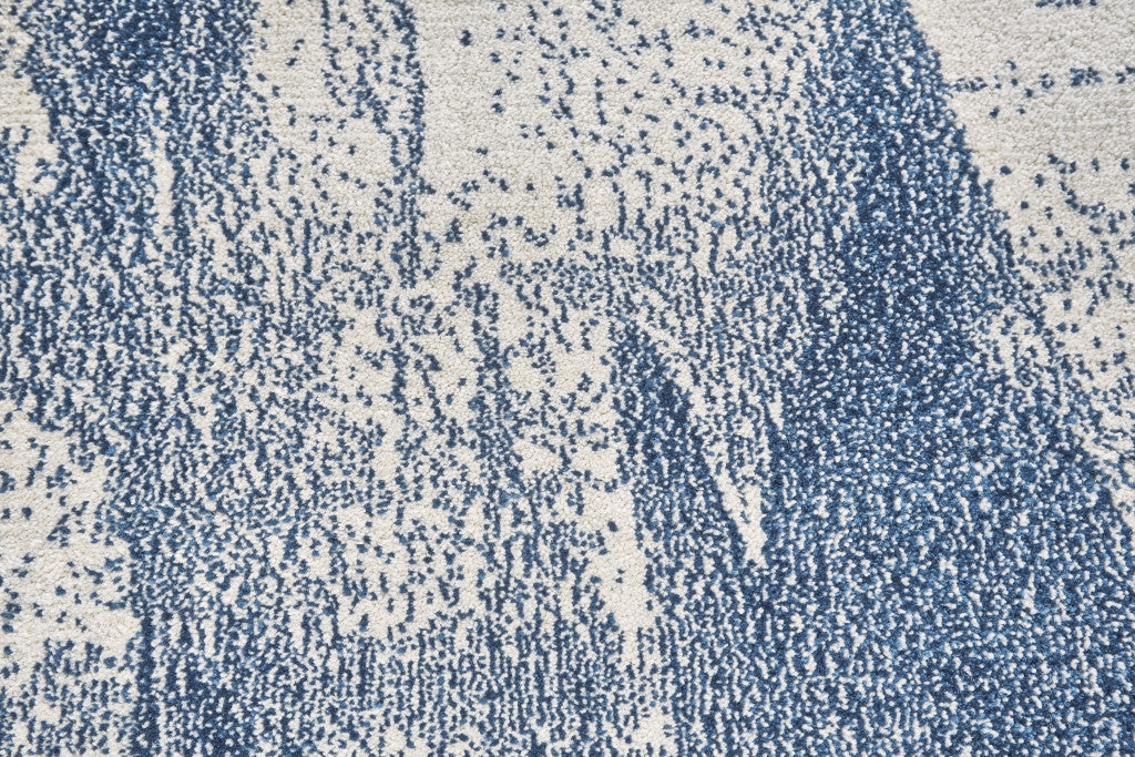 10' X 13' Blue And Ivory Stain Resistant Area Rug