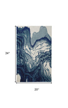 Blue Ivory And Green Runner Rug 12'