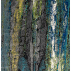 10' X 13' Blue Green And Taupe Stain Resistant Area Rug