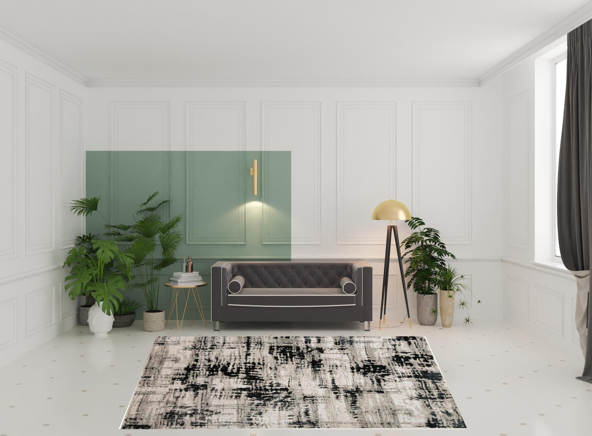 Black White And Gray Area Rug - 9' x 12'