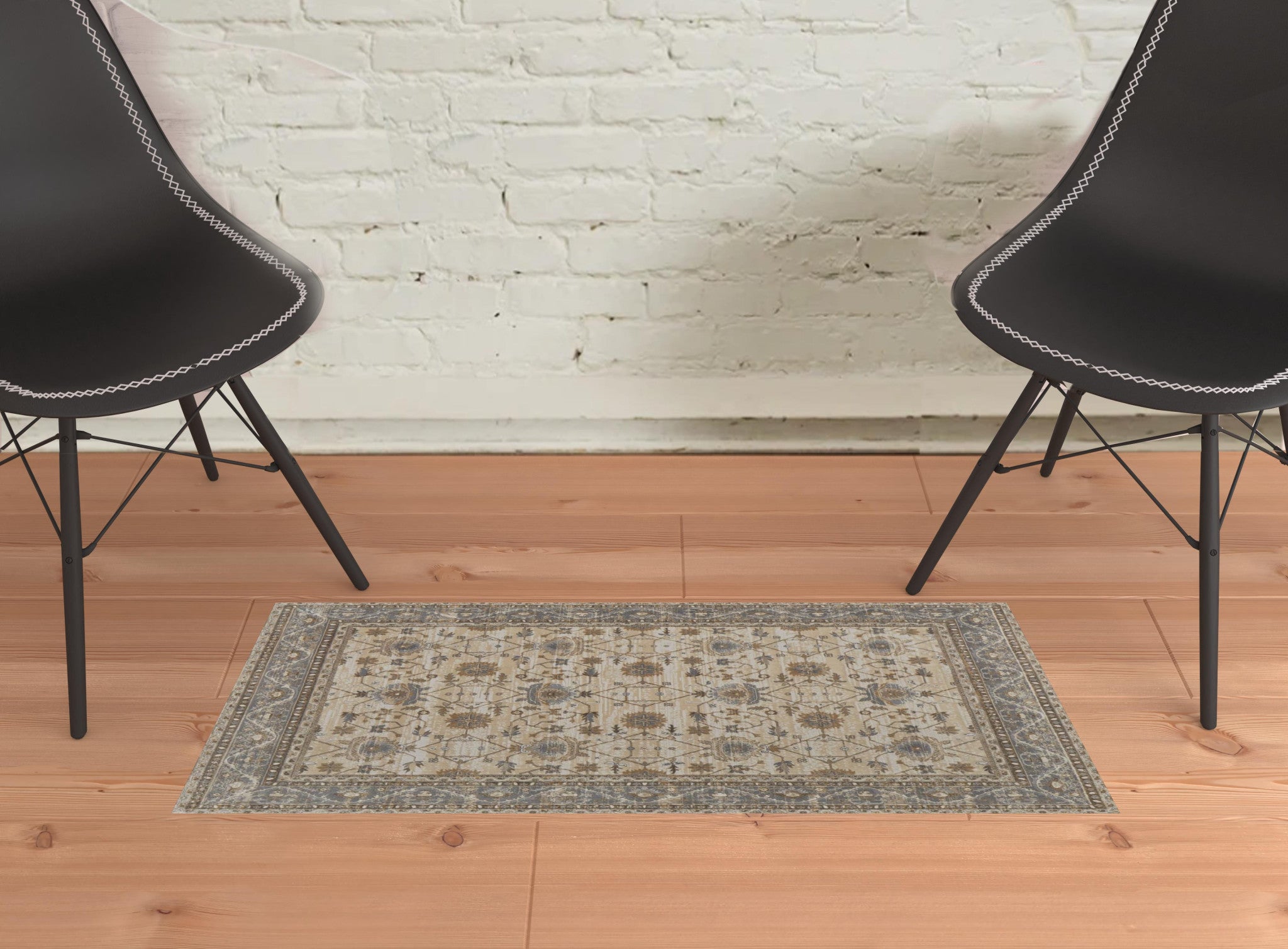 9' X 12' Tan Ivory And Gray Power Loom Area Rug