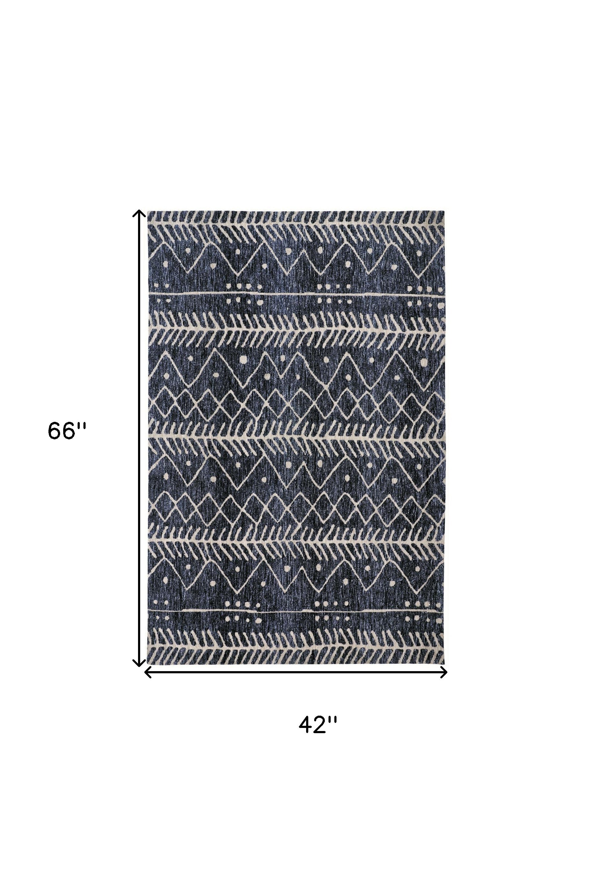 Blue And Ivory Striped Stain Resistant Area Rug - 10' X 13'