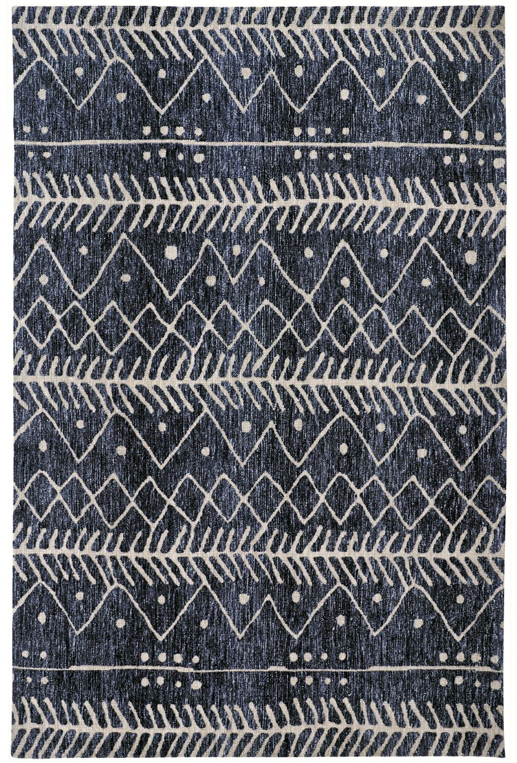 Blue And Ivory Striped Stain Resistant Area Rug - 10' X 13'