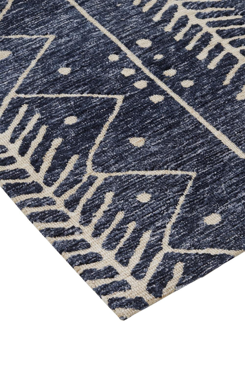 Blue And Ivory Striped Stain Resistant Area Rug - 10' X 13'