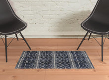 Blue And Ivory Striped Stain Resistant Area Rug - 10' X 13'