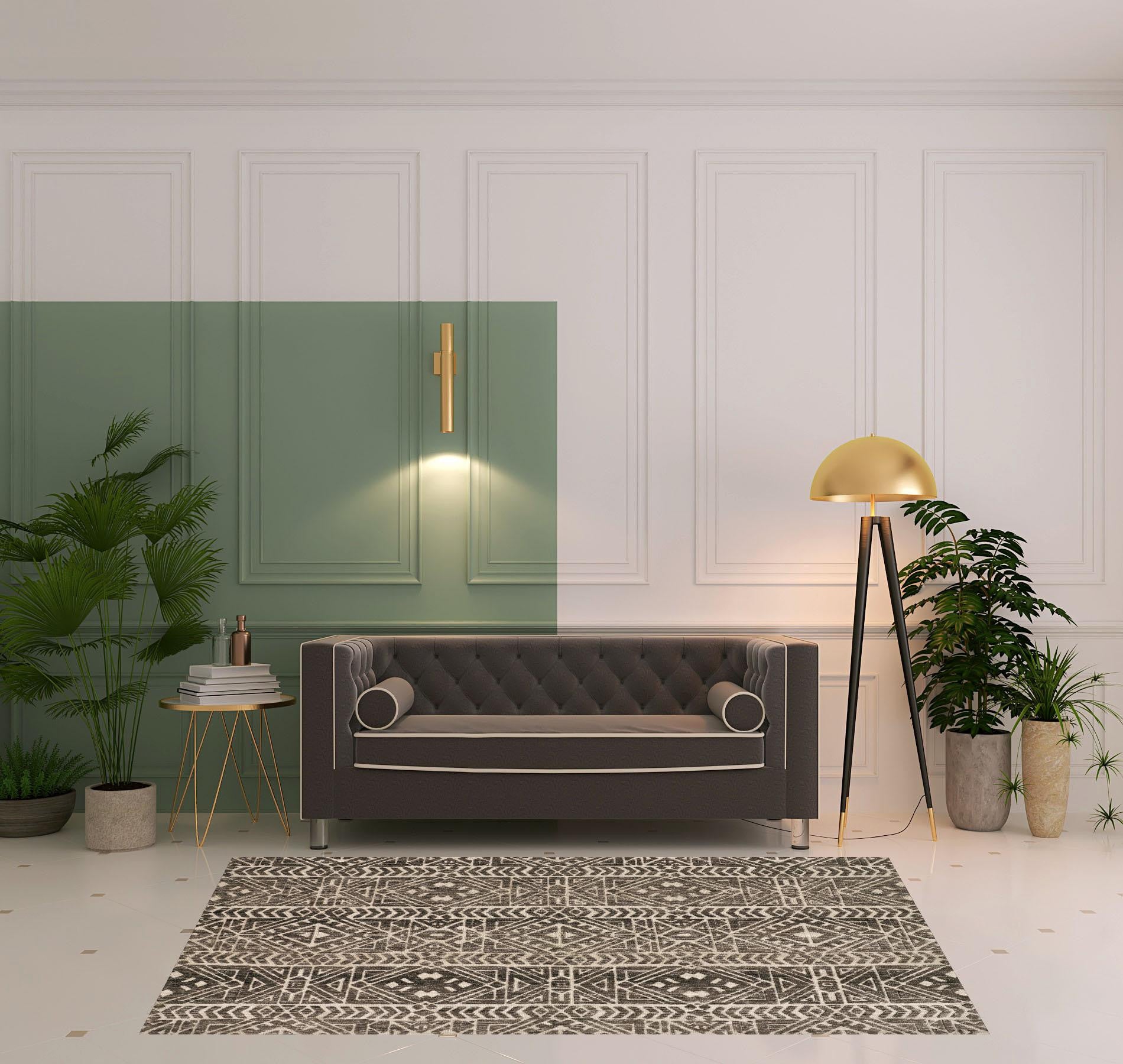 Brown Taupe And Ivory Striped Stain Resistant Area Rug - 10' x 13'