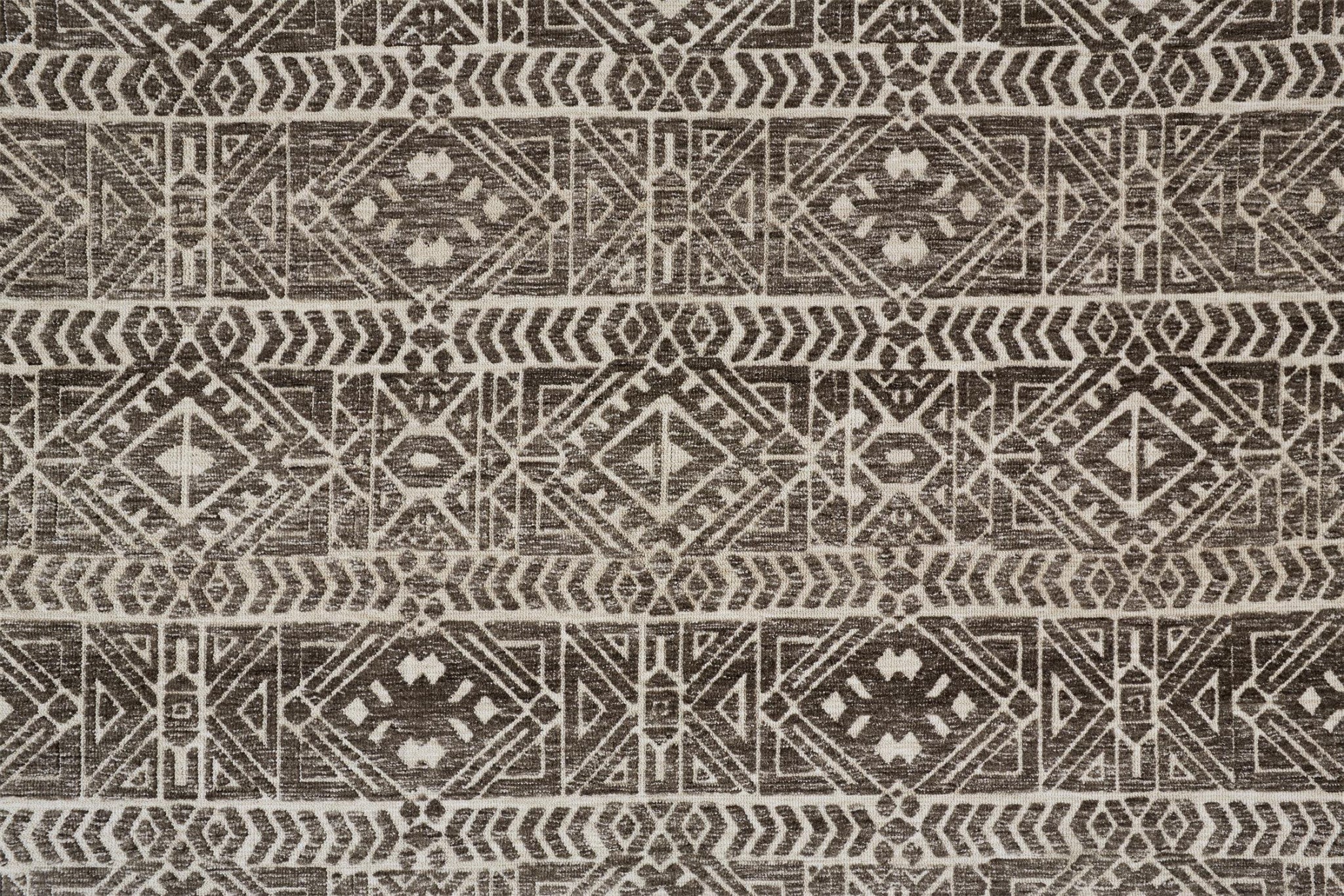 Brown Taupe And Ivory Striped Stain Resistant Area Rug - 10' x 13'
