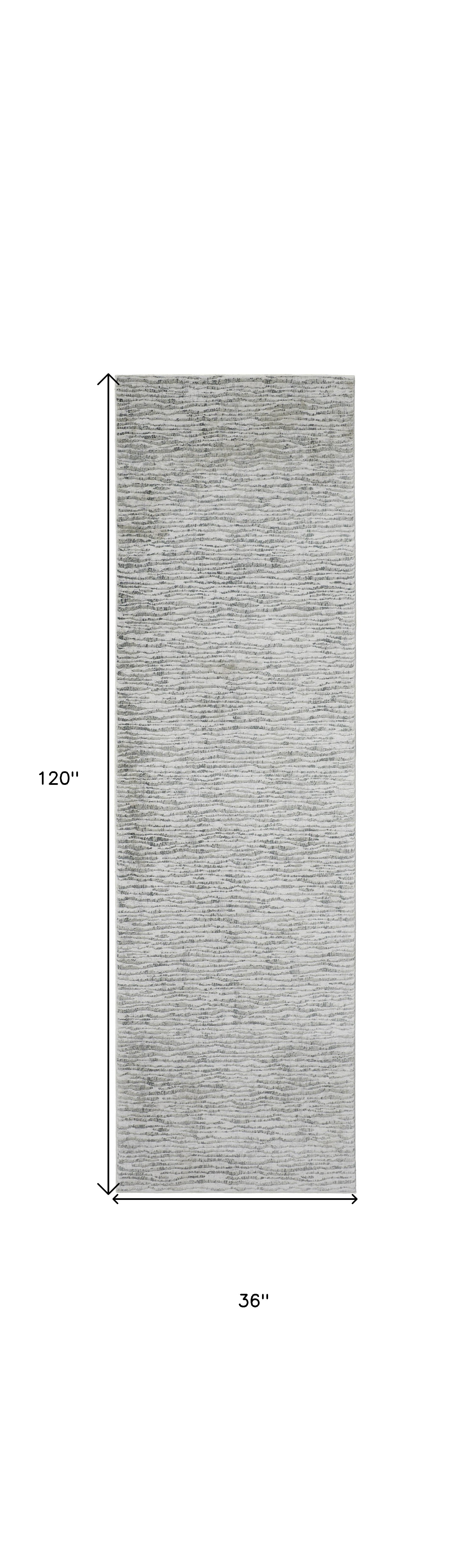 Gray Green And Ivory Striped Distressed Stain Resistant Area Rug  10' x 13'