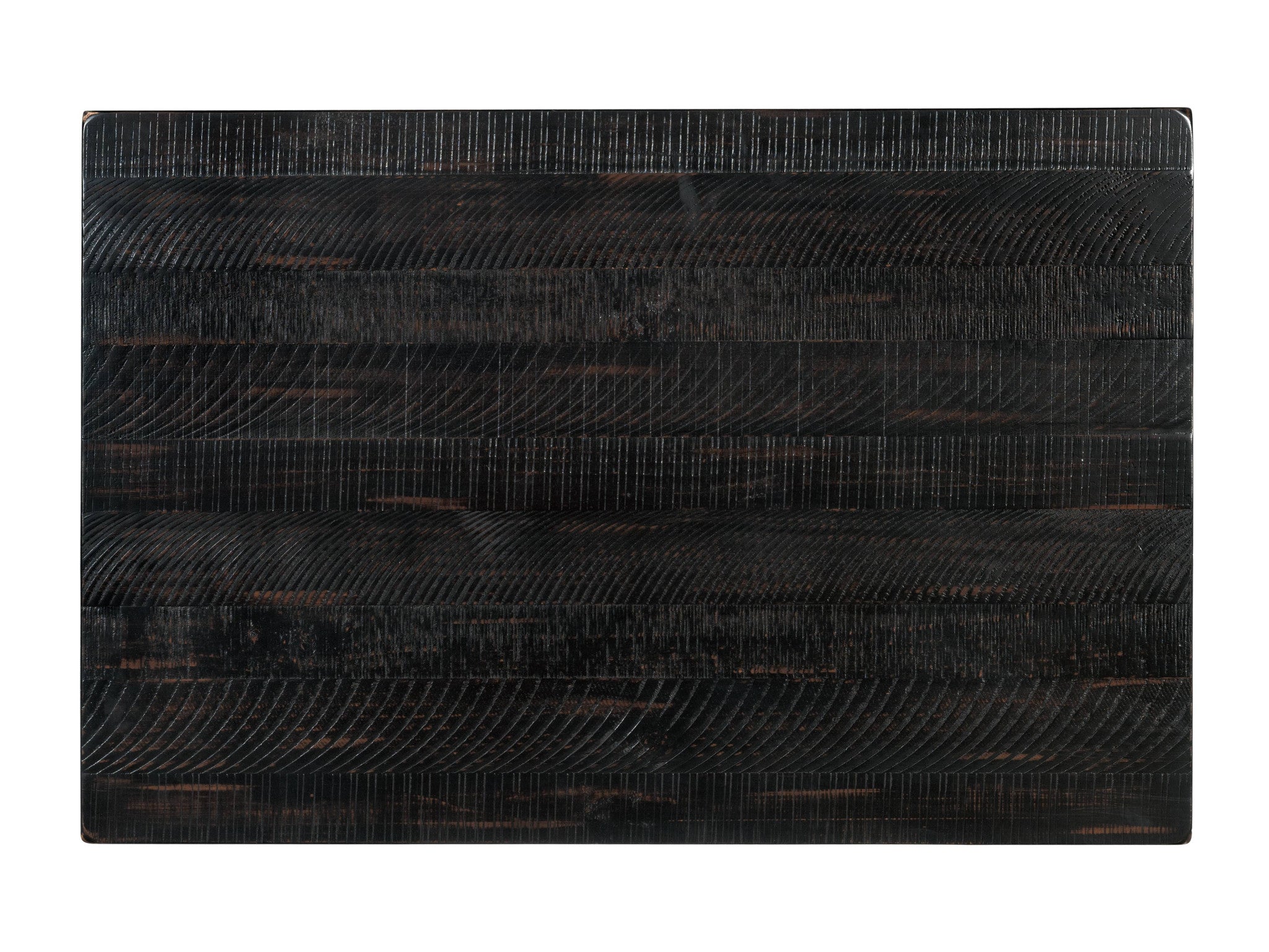 42" Antique Black Solid Wood Rectangular Distressed Coffee Table With Shelf