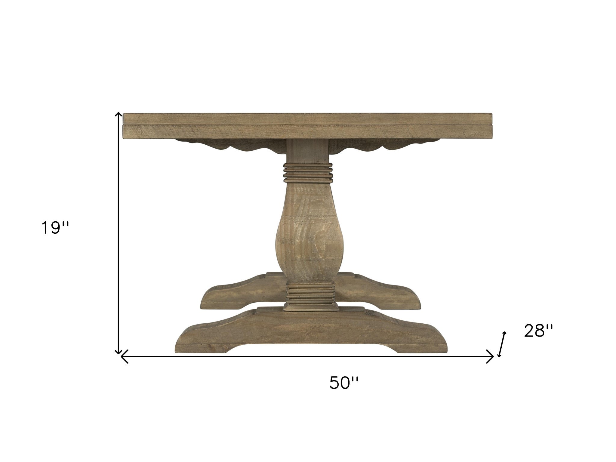50" Reclaimed Natural Solid Wood Rectangular Distressed Coffee Table