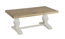 Mesa de centro de pedestal envejecida de madera natural reciclada y blanca de 50