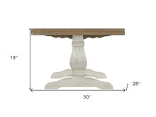 Mesa de centro de pedestal envejecida de madera natural reciclada y blanca de 50