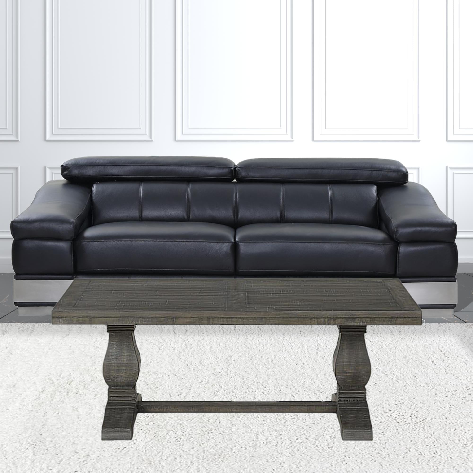 50" Grey Wood Rectangular Distressed Pedestal Coffee Table