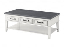 Mesa de centro rectangular en blanco y gris antiguo de 48