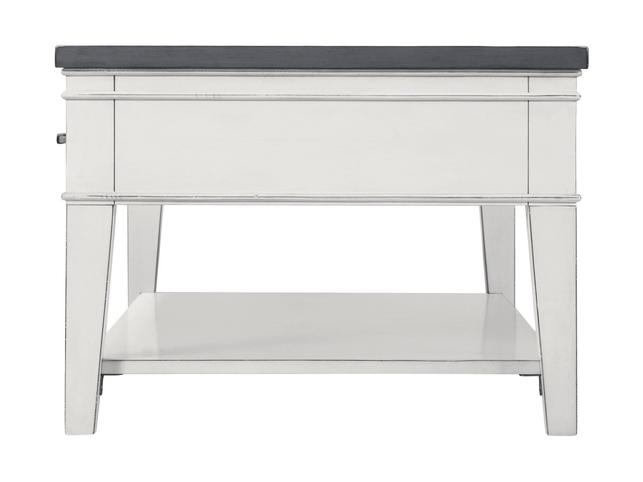 Mesa de centro rectangular en blanco y gris antiguo de 48" con almacenamiento