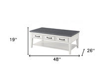 Mesa de centro rectangular en blanco y gris antiguo de 48