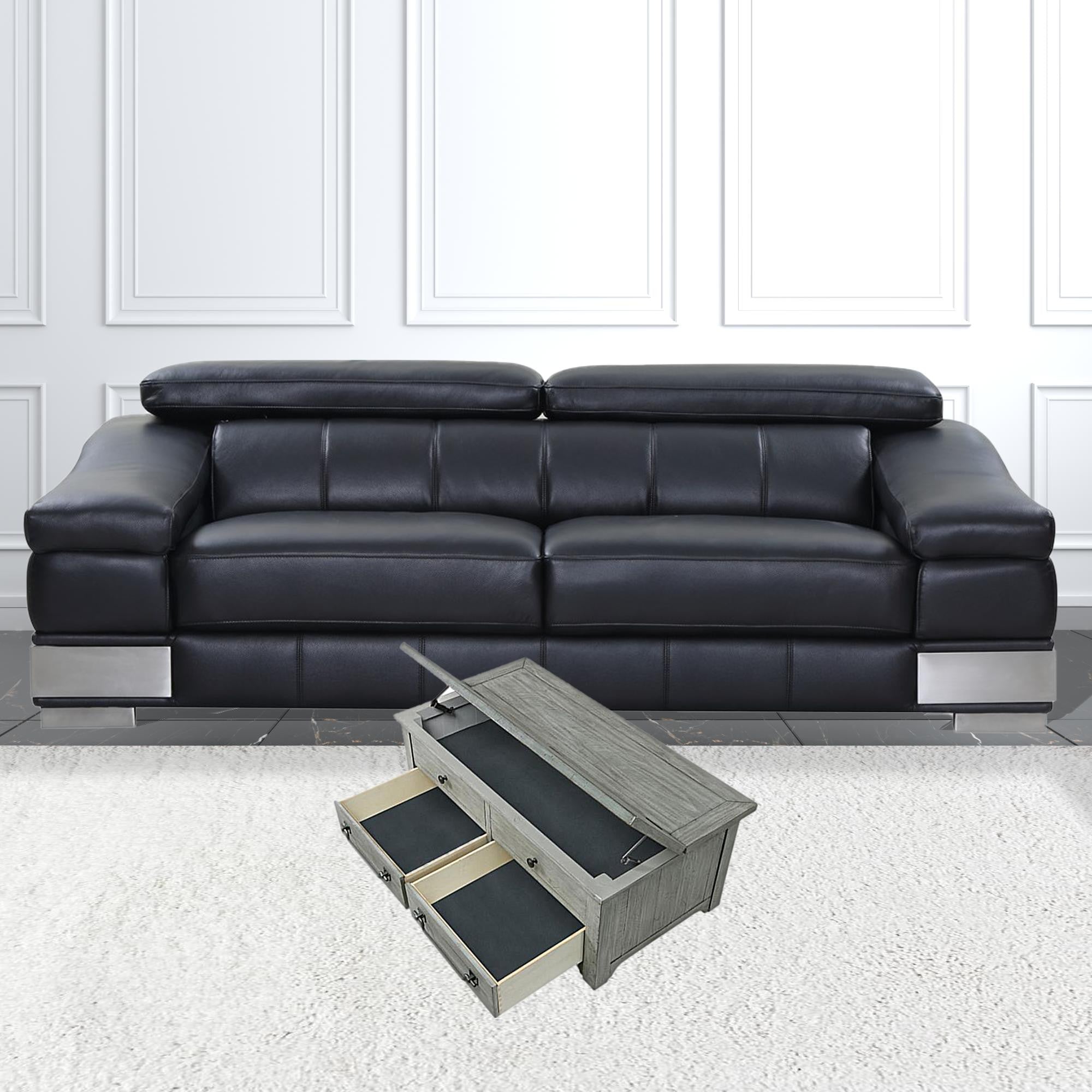 48" Dove Grey Solid Wood Rectangular Lift Top Storage Coffee Table