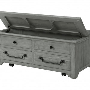 48" Dove Grey Solid Wood Rectangular Lift Top Storage Coffee Table