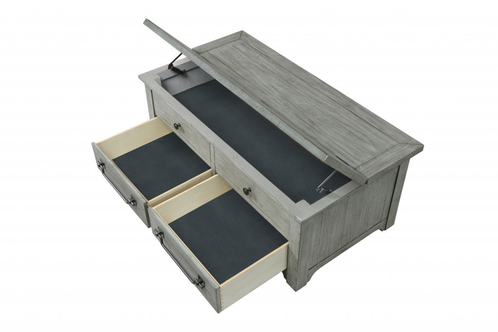 48" Dove Grey Solid Wood Rectangular Lift Top Storage Coffee Table