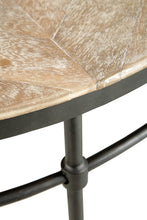 Mesa de centro envejecida redonda de madera de mango lavada en negro y rústico de 38