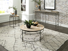 Mesa de centro envejecida redonda de madera de mango lavada en negro y rústico de 38