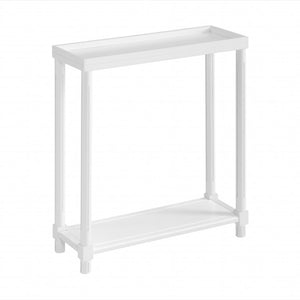 Set Of Two 24" White Narrow Wood End Tables With Shelf