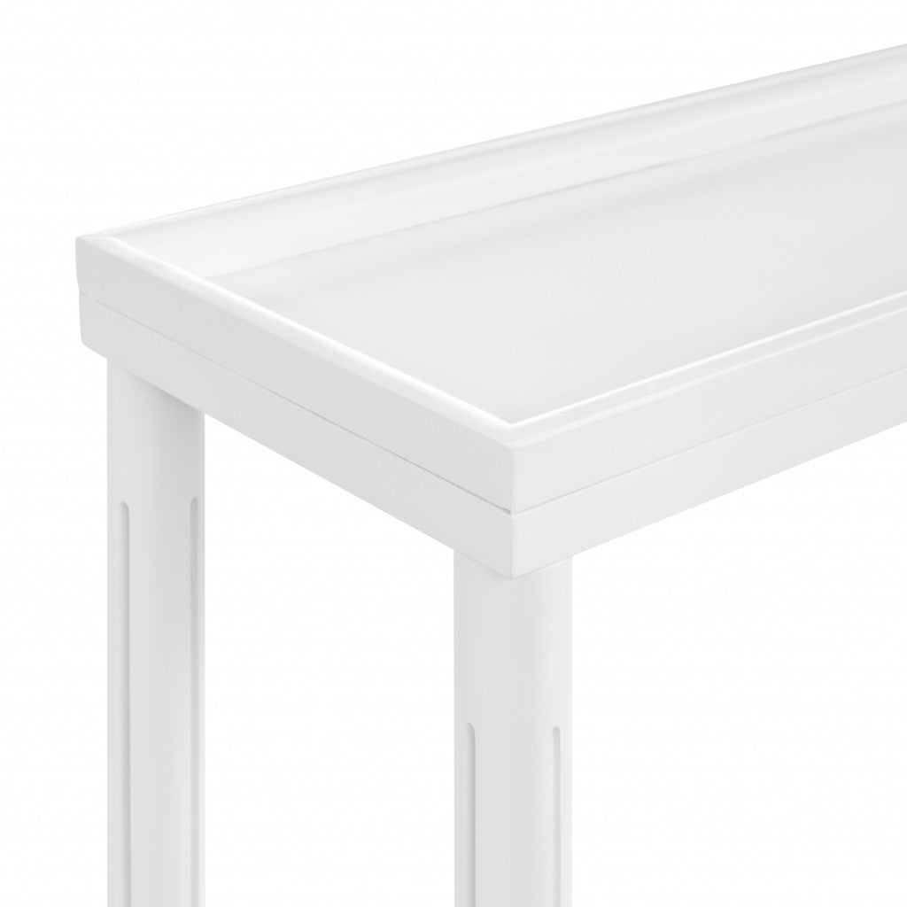 Set Of Two 24" White Narrow Wood End Tables With Shelf