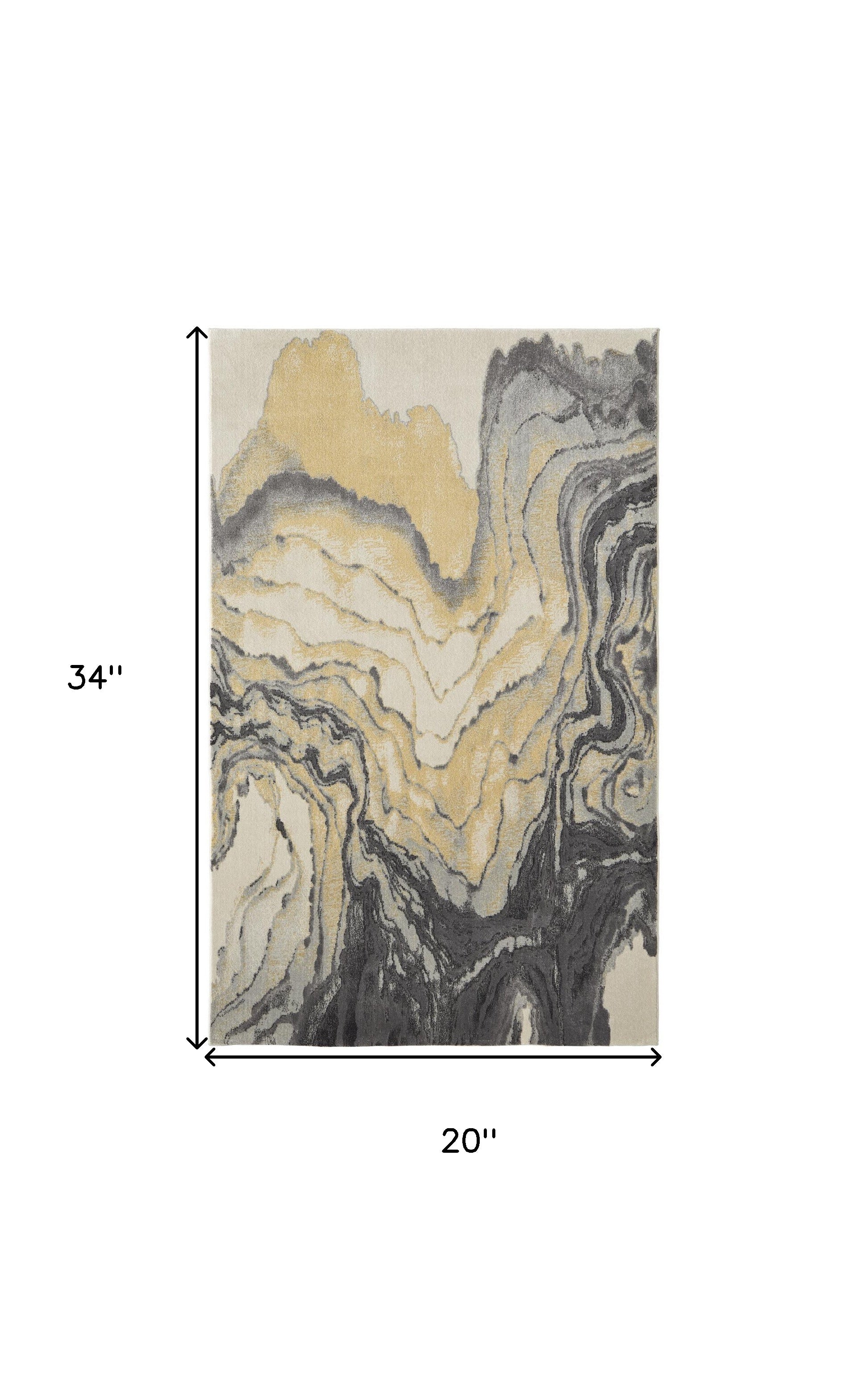 2' X 3' Gray Yellow And Ivory Area Rug