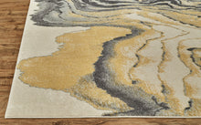 2' X 3' Gray Yellow And Ivory Area Rug