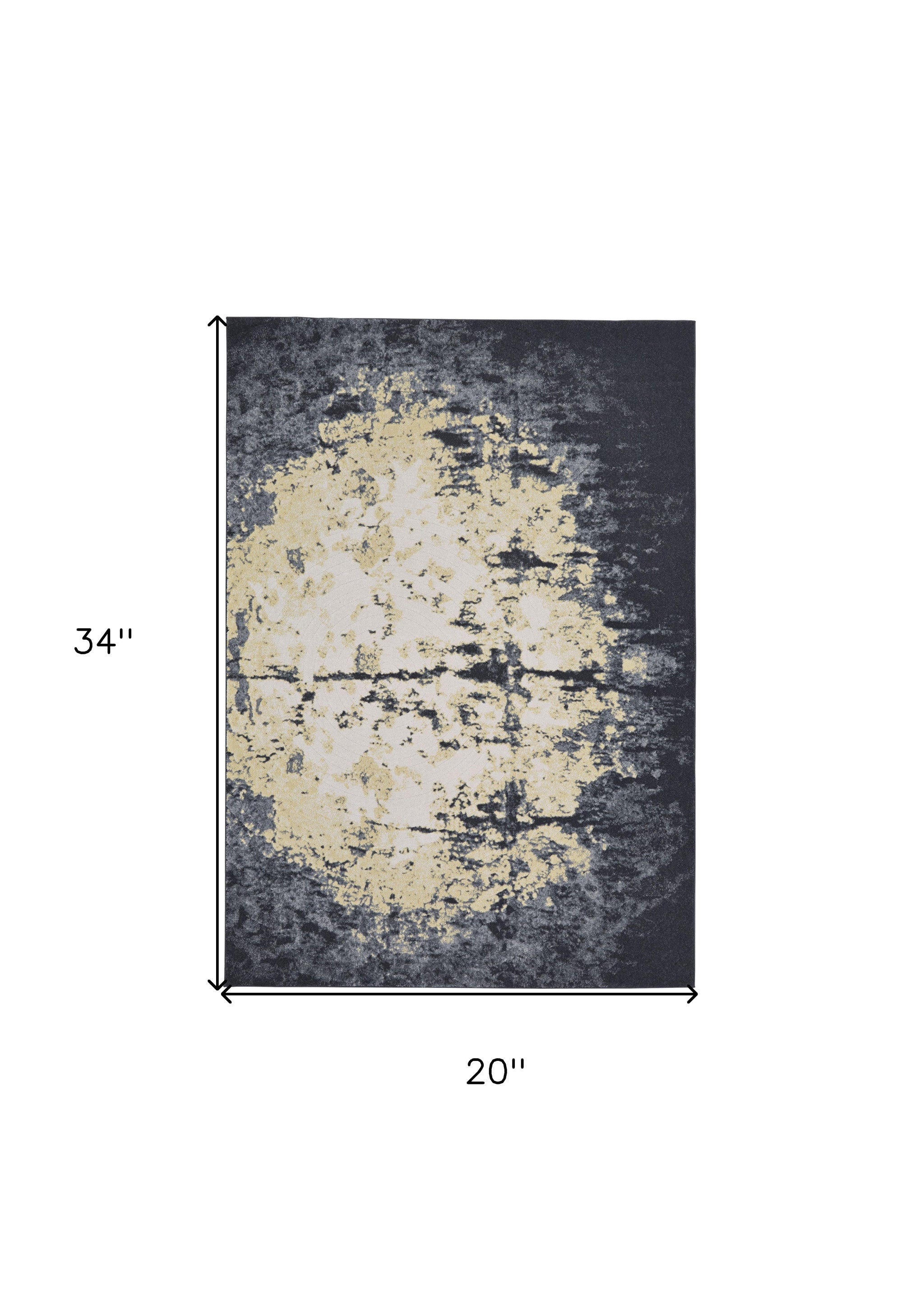 2' X 3' Black Gray And Gold Geometric Stain Resistant Area Rug