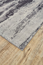 2' X 3' Gray And Black Abstract Stain Resistant Area Rug