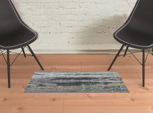 2' X 3' Gray And Black Abstract Stain Resistant Area Rug