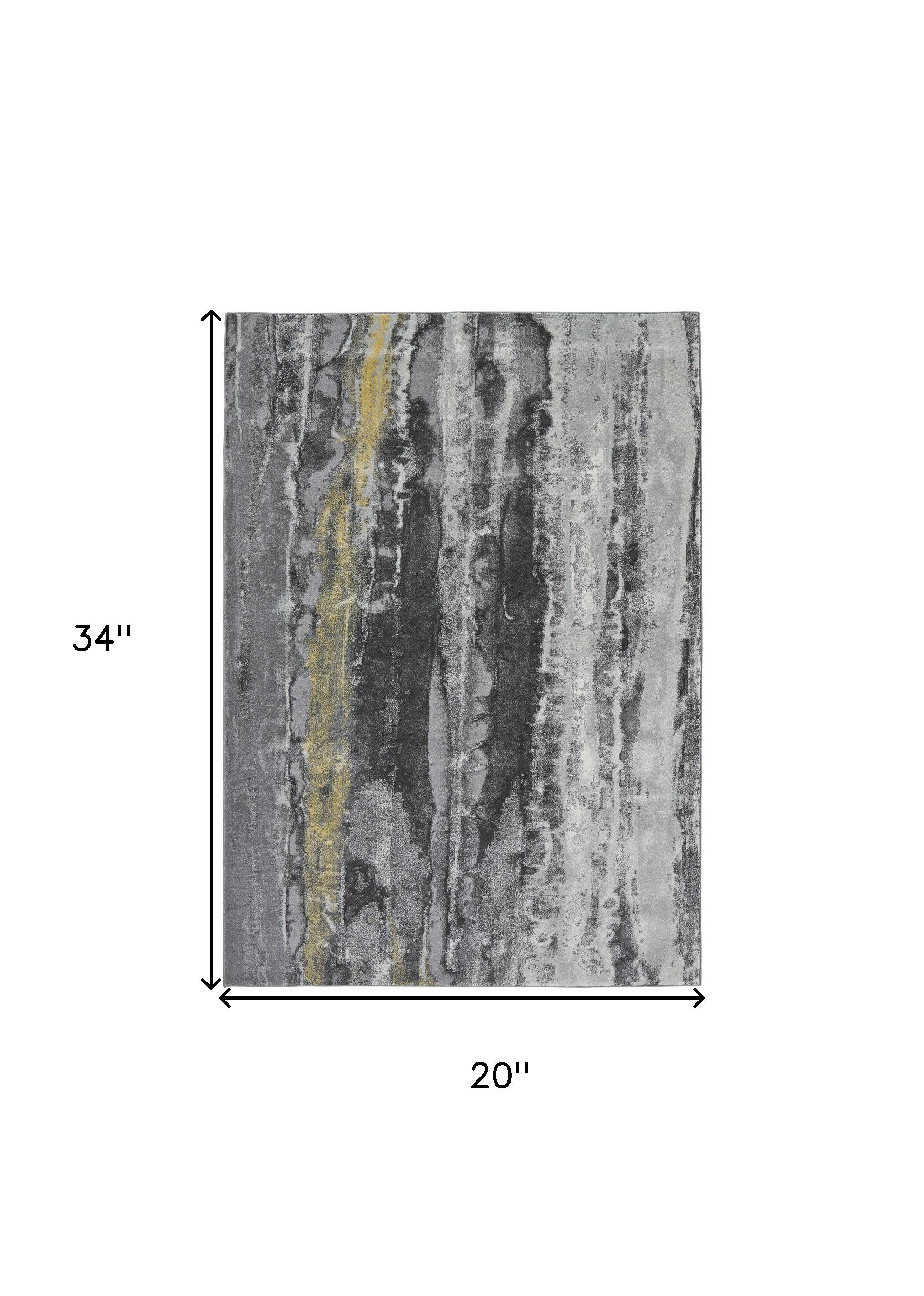 2' X 3' Gray And Black Abstract Stain Resistant Area Rug